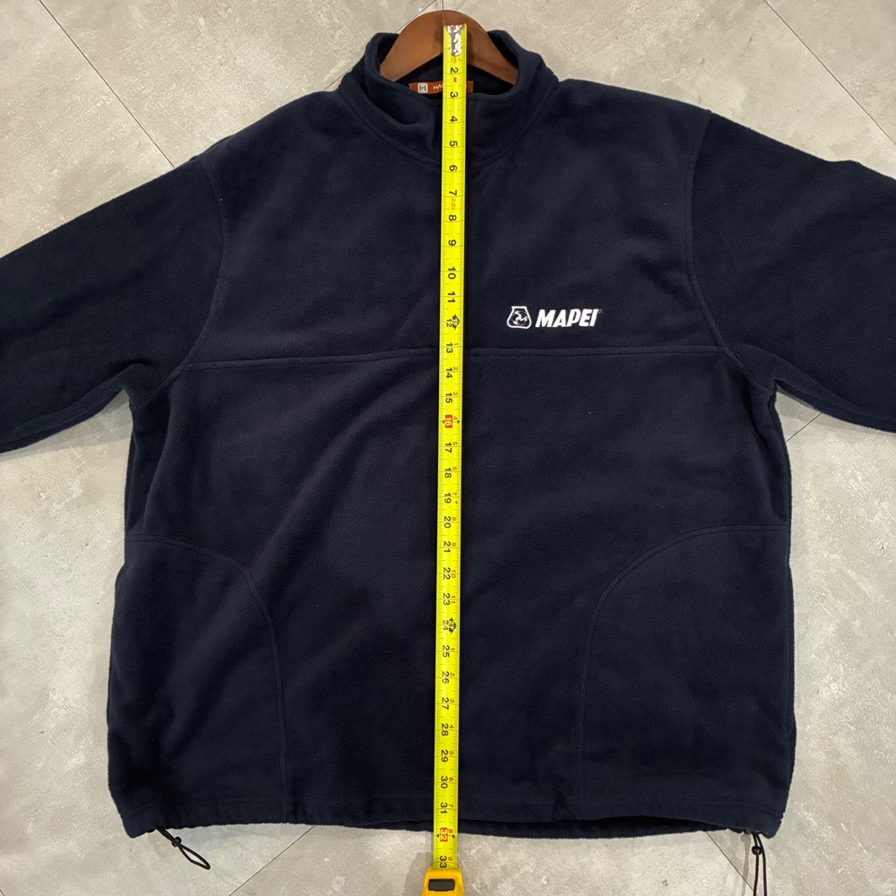 Harriton Mens 2XL Navy Blue Fleece Quarter Zip Pullover Mapei Logo M980 Jacket - Picture 4 of 7